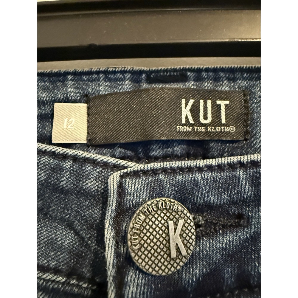 Kut from the Kloth Connie ankle skinny raw hem jeans Women's Hem Dark Wash 12 - Picture 4 of 12